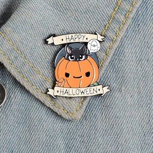🎉 New Happy Halloween Black Cat in a Pumpkin Pin